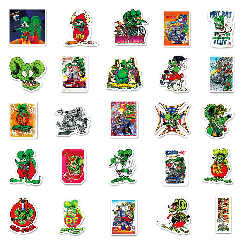 50Pcs/Lot Rat Fink Stickers mouse graffiti Stickers for DIY Luggage Laptop Skateboard Motorcycle Bicycle Sticker