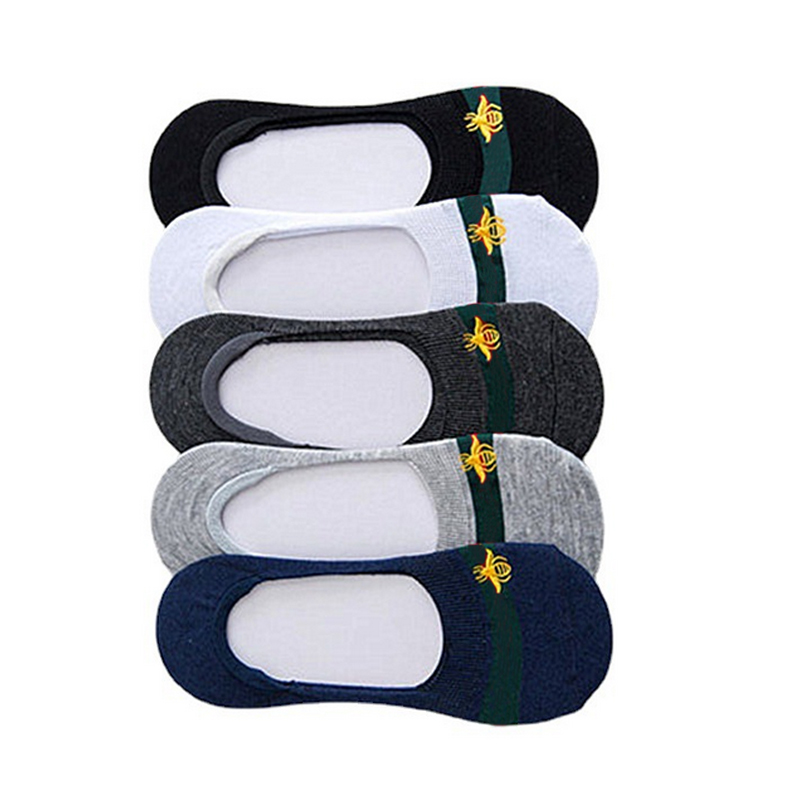 Red Green Striped Bee Invisible Socks Men Cotton Breathable Sock Non-slip 5 Colors Wholesale Price