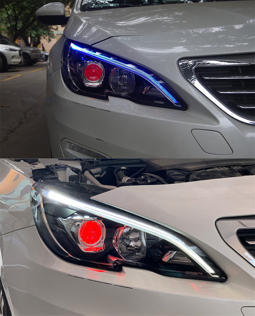 Head Lamp for Peugoet 308 408r LED Headlight 2014-2021 Headlights 308 408r DRL Turn Signal High Beam Angel Eye Projector