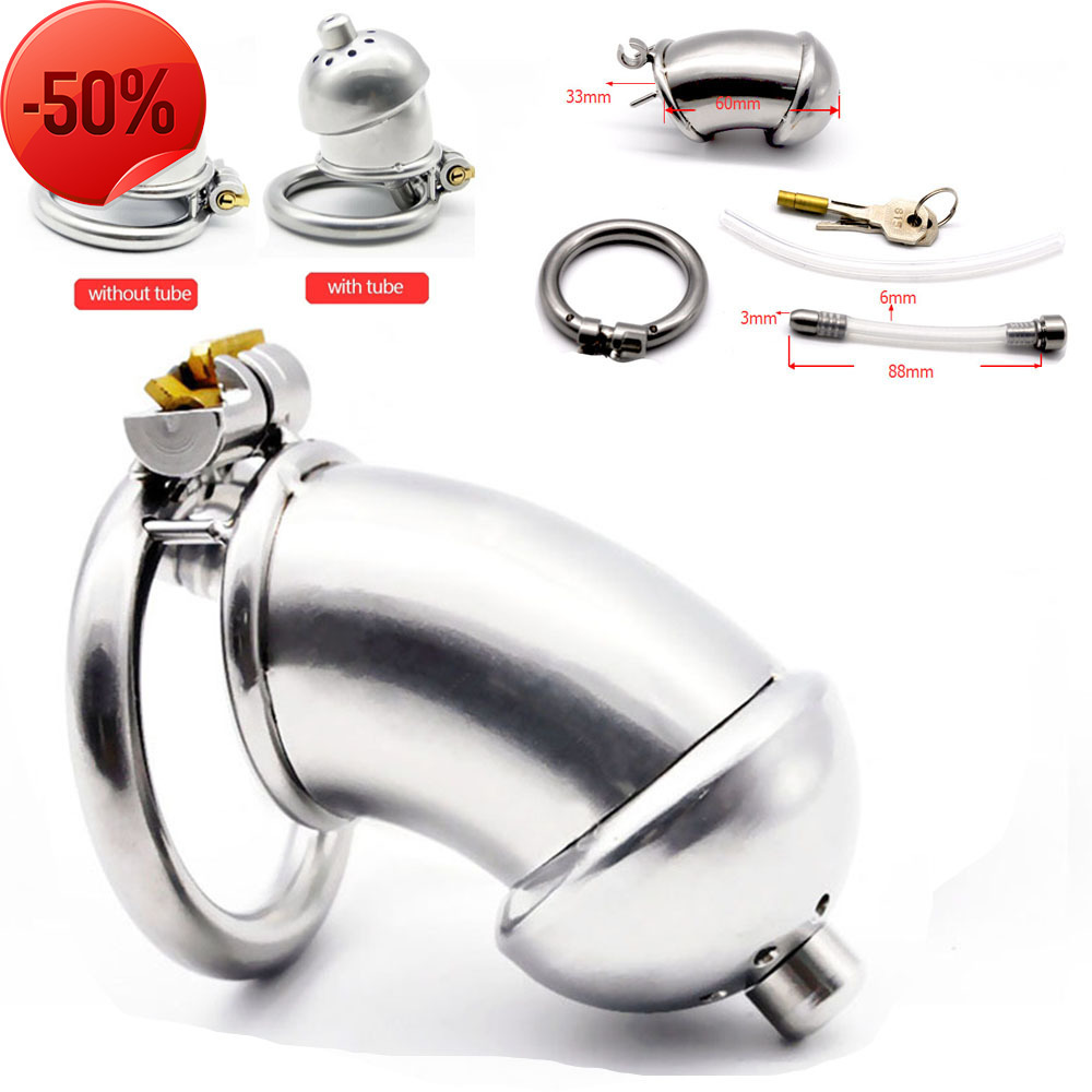 Stainless Steel Short&long Cock Cage Male Chastity Belt Device with Penis Ring Urethral Catheter Tube Bdsm Bondage Sex Toys Men Sex shop for coup