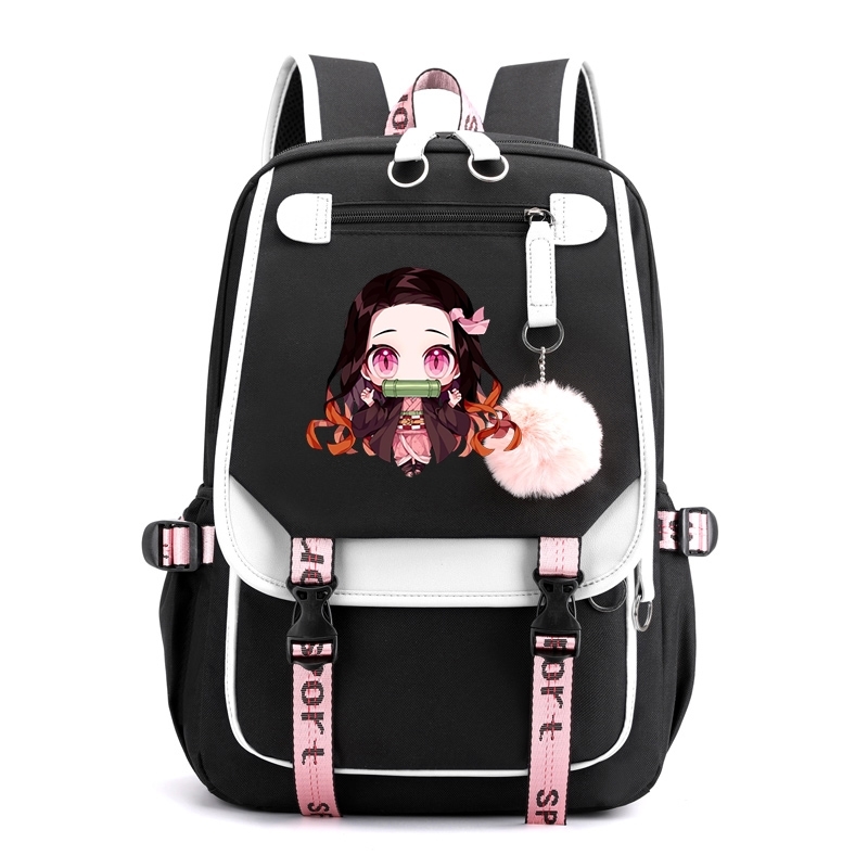 Demon Slayer Nezuko Backpacks for Men Anime School Bag for Teenager Canvas Laptop Back Pack Women Rucksack Anime Nezuko Backpack 220817