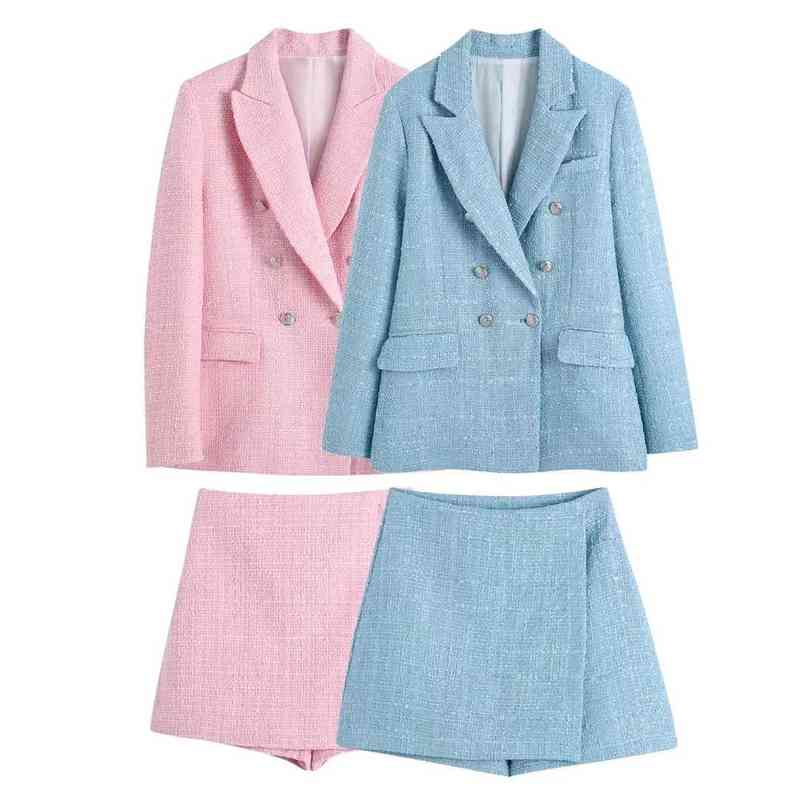 2022 Spring and Autumn New Women' Jacket Shorts Two-piece Set Fashion Double Breasted Ladies Office Suit High Waist Culottes T220729, Only blue shorts
2022 Spring and Autumn New Women' Jacket Shorts Two-piece Set Fashion Double Breasted Ladies Office Suit High Waist Culottes T220729, Only blue shorts