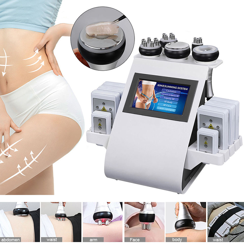 Salon 6in1 Cavitation RF Lipolaser Slimming System Slim Machine 40K Ultrasound Radio Frequency Lipo Laser Vacuum Skin Tightening Face Lifting Fat Loss