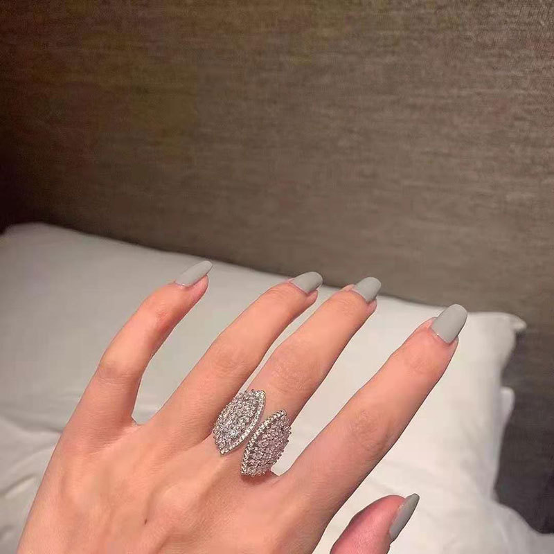 Choucong Ins Top Sell Wedding Rings Simple Fashion Jewelry 925 Sterling Silver Marquise Cut 5A Cubic Zircon Eternity Women shell Open Adjustable Ring 