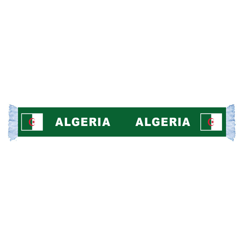ALGERIA Factory Supply Good Price Polyester Satin Flag Scarf Country Nation Football Games Fans Scarf Also Can be Customized
ALGERIA Factory Supply Good Price Polyester Satin Flag Scarf Country Nation Football Games Fans Scarf Also Can be Customized