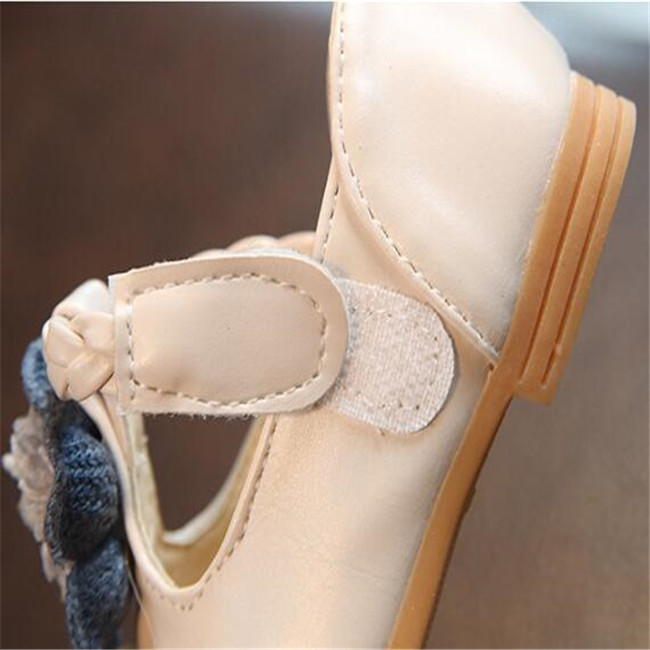 Kids Girls Sneakers Spring Autumn Pearl Flowers Princess Leather Shoes For Child Flats Toddlers Baby Single Shoe