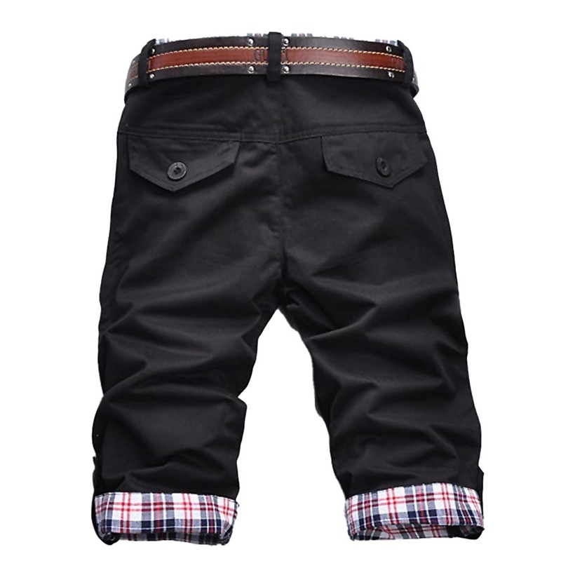 Casual Shorts Pants Men Plus Size Summer Short Plaid Patchwork Pockets Buttons Fifth Pants Loose Beach Men Shorts 220602