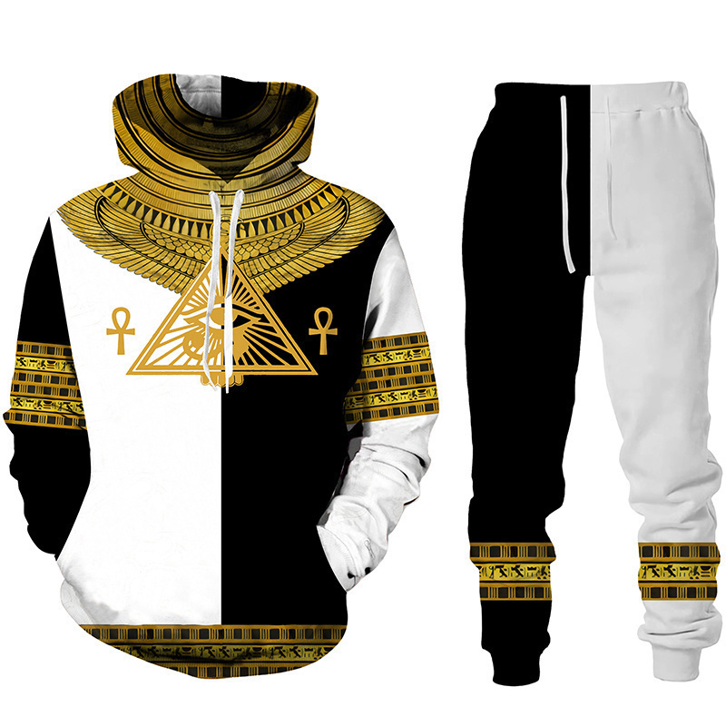 Horus Egyptian God Eye of Egypt Pharaoh Anubis Hoodie Tracksuit Men Clothing Sets Autumn Winter Sweatpants Male Sweatshirt Suit 220609