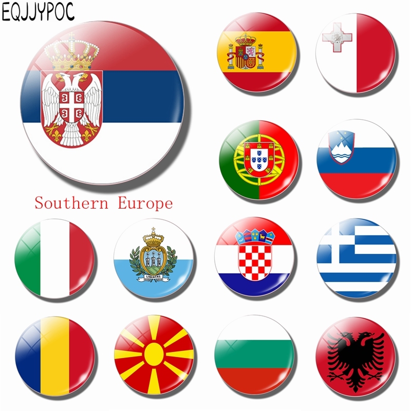Serbia National Flag Glass Fridge Magnet Vatican Bulgaria Italy Spain Portugal Andorra Romania Southern Europe Souvenir Sticker