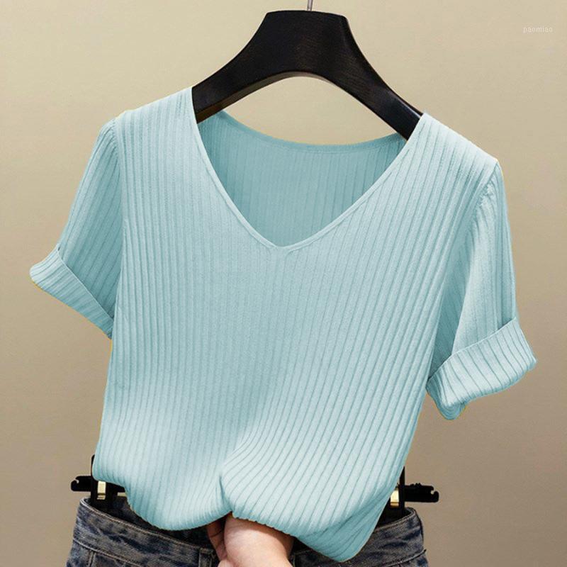 Women's T-Shirt Knitted Short Sleeve Women Tops 2022 Solid Korea Summer Tshirt Thin V-neck Knit Female Tee Shirt Dames Gebreid T, Black
Women's T-Shirt Knitted Short Sleeve Women Tops 2022 Solid Korea Summer Tshirt Thin V-neck Knit Female Tee Shirt Dames Gebreid T, Black