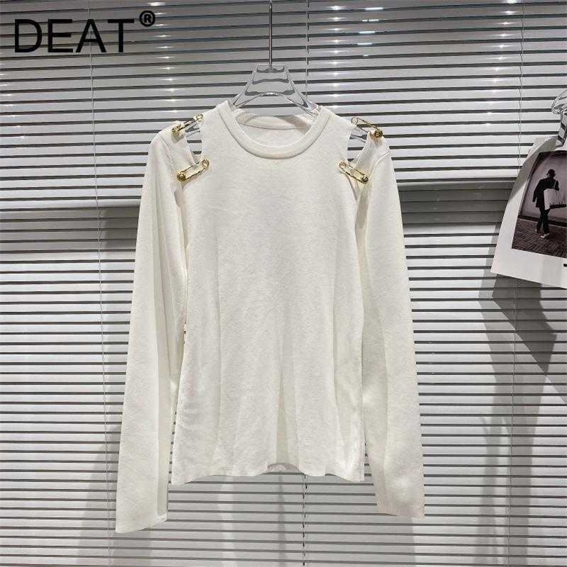 DEAT Spring Autumn Arrivals Solid Color Knitted Long Sleeve Round Neck Temperament Women Hollow Out T-shirt MZ835 210709, White
DEAT Spring Autumn Arrivals Solid Color Knitted Long Sleeve Round Neck Temperament Women Hollow Out T-shirt MZ835 210709, White