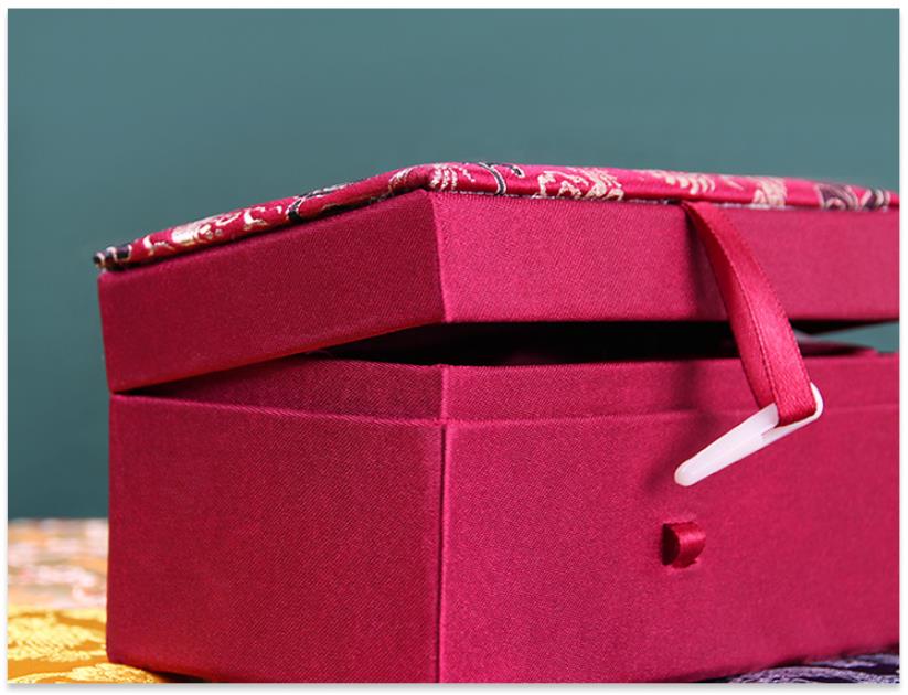 4pcs Cotton Filled Tall Silk Brocade Gift Boxes for Jewelry Packaging Case Decorative Rectangle Crafts Jade Stone Buddha beads Bracelet Storage Box 12