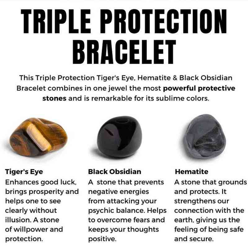 Bring Luck And Prosperity Natural Hematite Black Obsidian Tiger Eye Stone Triple Protection Bracelet for men women
Bring Luck And Prosperity Natural Hematite Black Obsidian Tiger Eye Stone Triple Protection Bracelet for men women