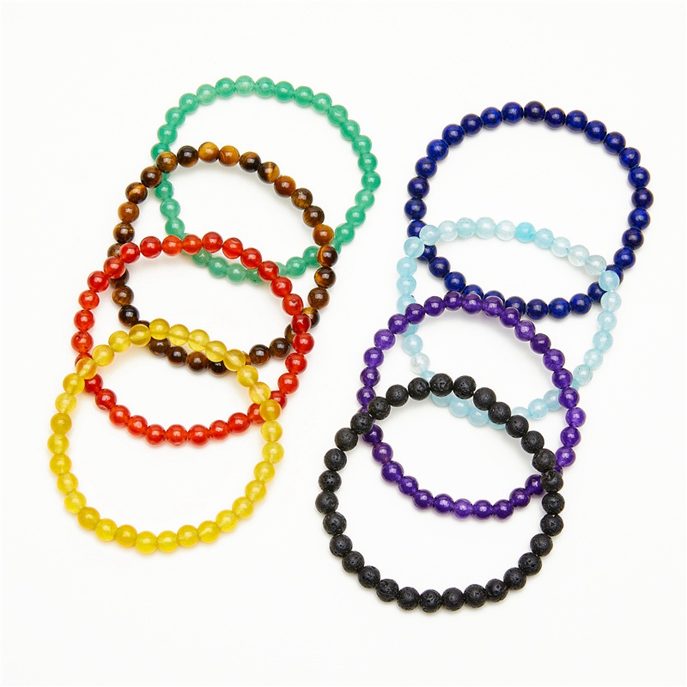 6MM Strand Natural Stone Healing Crystal Stretch Beaded Bracelet Women Men Fashion Handmade Precious Gemstone Round Bracelets Jewelry