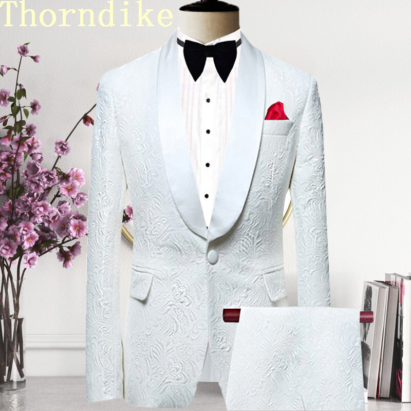 Men's Suits & Blazers Thorndike Costume Homme White One Buttom Tuxedo Men Suits 220823