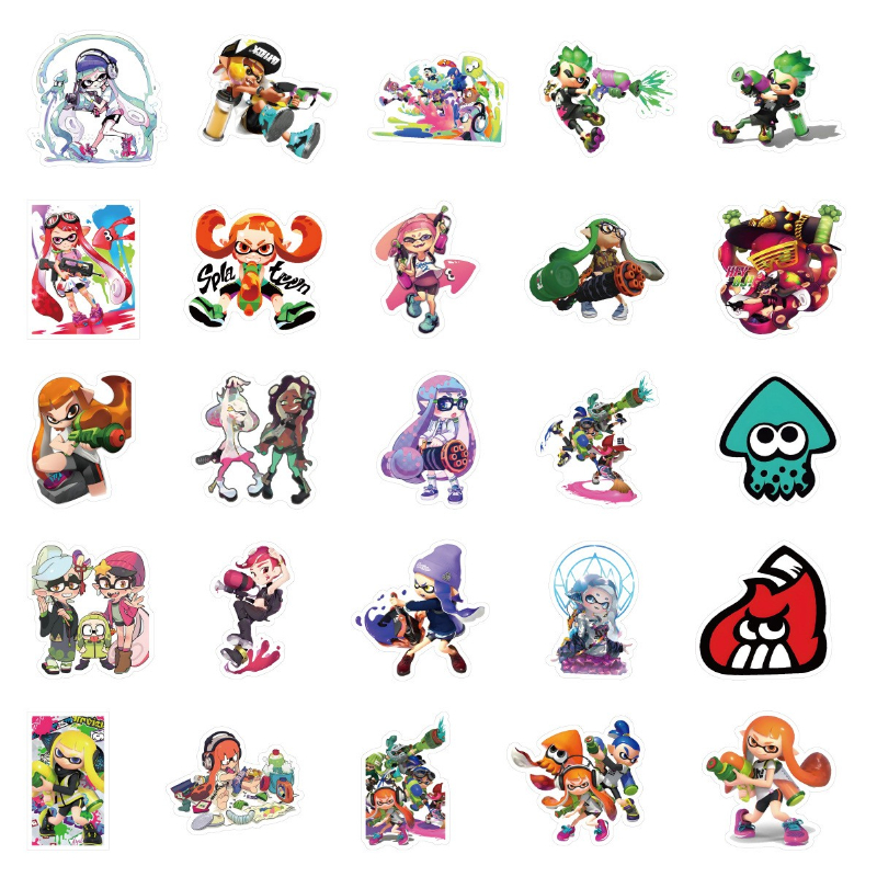 50Pcs Game Splatoon Graffiti Stickers Skateboard Laptop Fridge Phone DIY Waterproof Cartoon Decal Sticker Packs Kid Toy