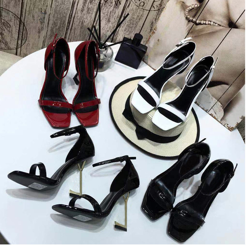 designer women Sandals party fashion rivet Dance shoe new sexy heels Super 11cm Lady wedding Metal Belt buckle High Heel Woman shoes Large size 34-40-41 us4-us10 With box