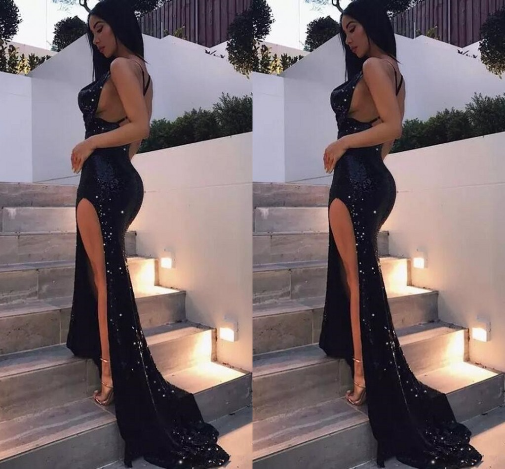 Sexy Black Sequin Mermaid Prom Dresses Custom Made Side Split Evening Celebrity Gowns Crystal vestidos festa Red Carpet Party Dress VOG343
Sexy Black Sequin Mermaid Prom Dresses Custom Made Side Split Evening Celebrity Gowns Crystal vestidos festa Red Carpet Party Dress VOG343