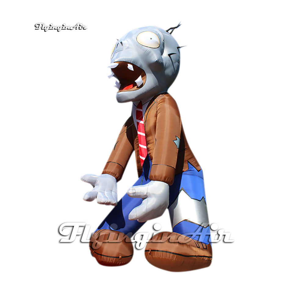 Scary Halloween Inflatable Zombie Cartoon Character 6m Air Blow Up PvZ Conehead Zombie For Park Decoration