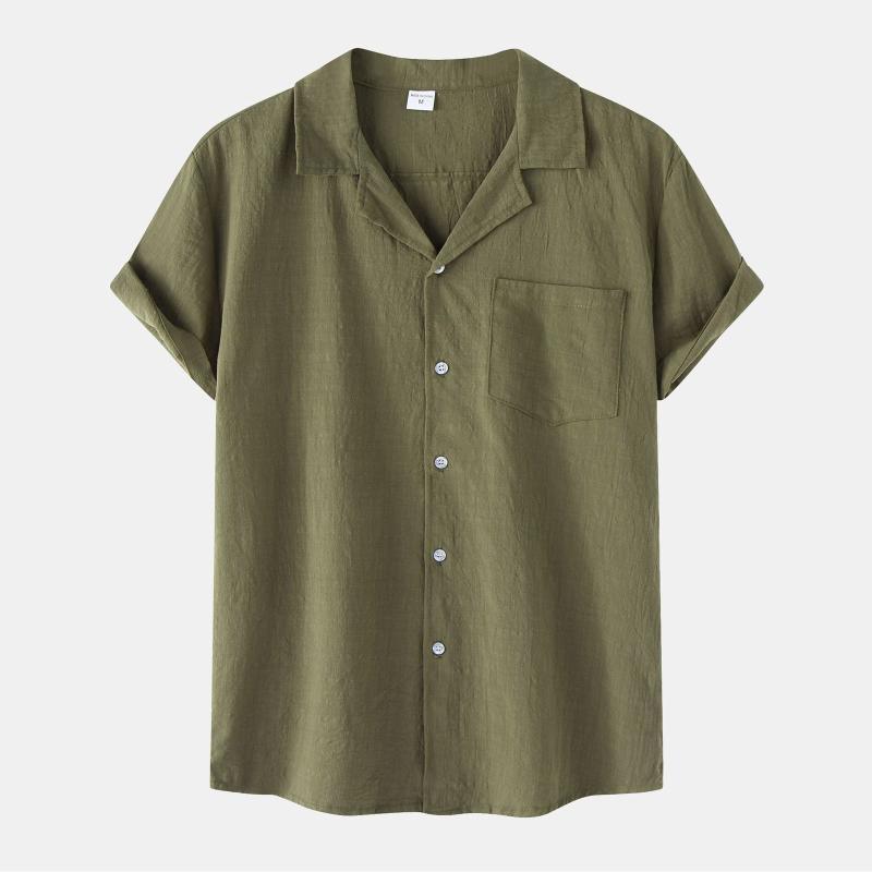 Men' Casual Shirts Men Stand Collar Solid Loose Cotton Linen Shirt Tops Short Sleeve Summer Harajuku Brand, Army green
Men' Casual Shirts Men Stand Collar Solid Loose Cotton Linen Shirt Tops Short Sleeve Summer Harajuku Brand, Army green