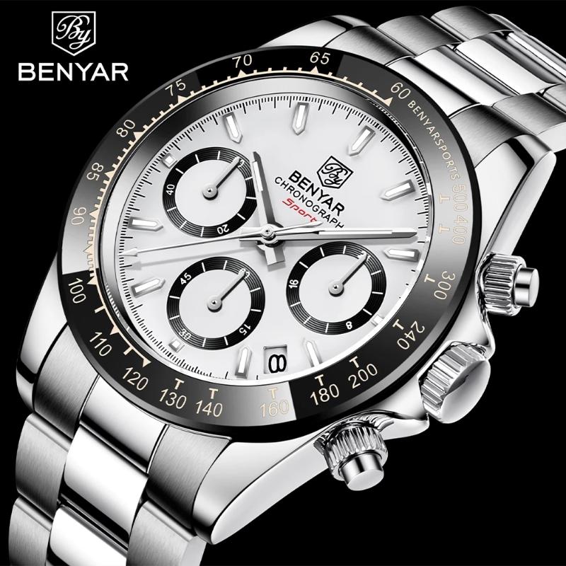 Wristwatches BENYAR Casual Quartz Watch For Men Top Brand Sapphire Glass Sports Stainless Steel Waterproof Chronograph Montre Homme, White
Wristwatches BENYAR Casual Quartz Watch For Men Top Brand Sapphire Glass Sports Stainless Steel Waterproof Chronograph Montre Homme, White