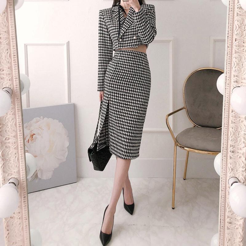 Two Piece Dress Autumn Office Lady Women Skirts Set Houndstooth Long Sleeve Crop Tops Blazer And Height Waist Mid Pencil Suits 2 SeTwo, Black
Two Piece Dress Autumn Office Lady Women Skirts Set Houndstooth Long Sleeve Crop Tops Blazer And Height Waist Mid Pencil Suits 2 SeTwo, Black