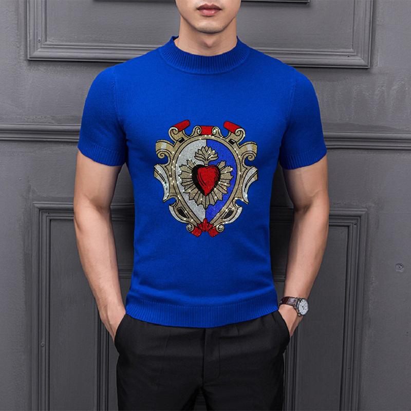 Men's T-Shirts Trendy Design Diamond Shiny Chic Knit T-Shirt Men Sweater High Quality Cashmere Short SleevesMen's, As shown asian size
Men's T-Shirts Trendy Design Diamond Shiny Chic Knit T-Shirt Men Sweater High Quality Cashmere Short SleevesMen's, As shown asian size