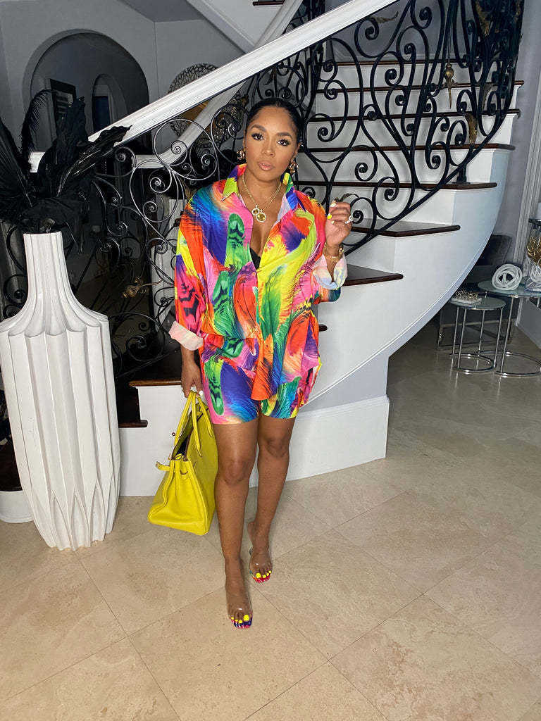 women's colorful tracksuits casual printed shirt long sleeve shorts two piece set womens sets Women's Tracksuits