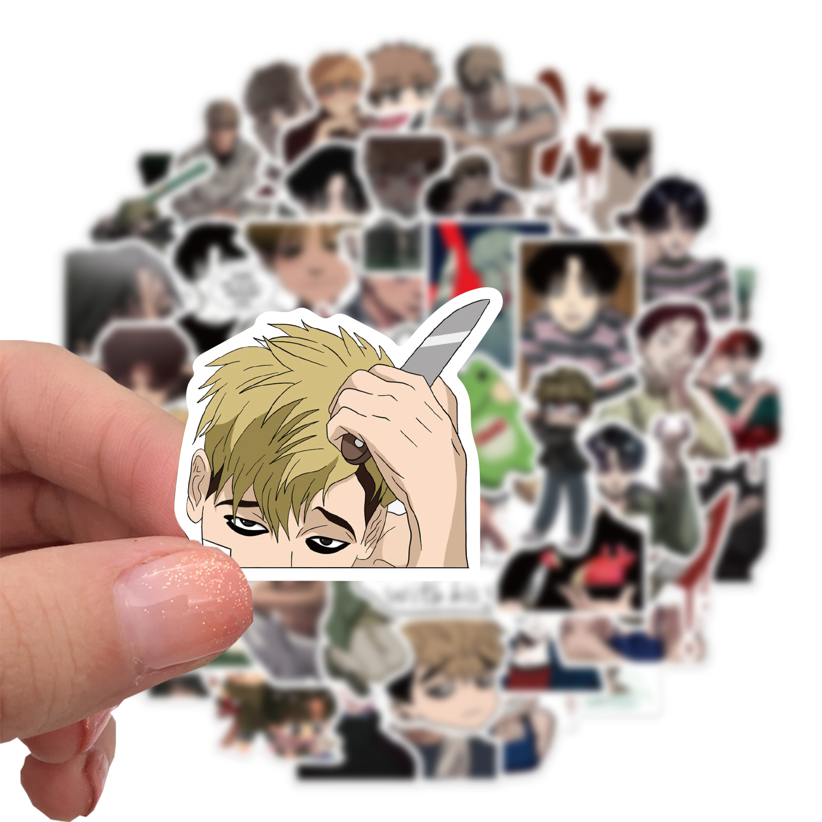 50Pcs Japanese Anime Killing Stalking Stickers Cartoon Boy Love Graffiti Stickers for DIY Luggage Laptop Skateboard Motorcycle Bicycle Sticker