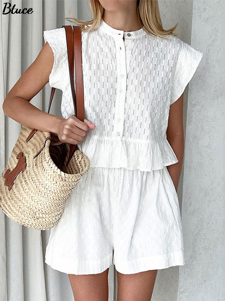 Women' Tracksuits Casual Sleeveless Tank Top 2 Pieces Set Women Summer White High Waist Mini Shorts Outfits Elegant Vacation Suits With Sho
Women' Tracksuits Casual Sleeveless Tank Top 2 Pieces Set Women Summer White High Waist Mini Shorts Outfits Elegant Vacation Suits With Sho