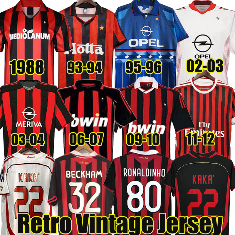 

90 91 Retro shirts home 95 96 97 Gullit SOCCER JERSEY 01 02 03 12 14 15 Maldini Van Basten football KAKA Inzaghi 06 07 milan 2009 PIRLO SHEVCHENKO BAGGIO Ac Milans, Ac 03 04 home