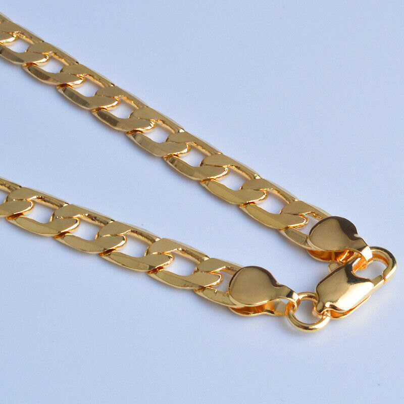 18K Yellow Gold GF 6mm 8MM 10MM Classic Curb Chain Necklace 24" Mens & Womens