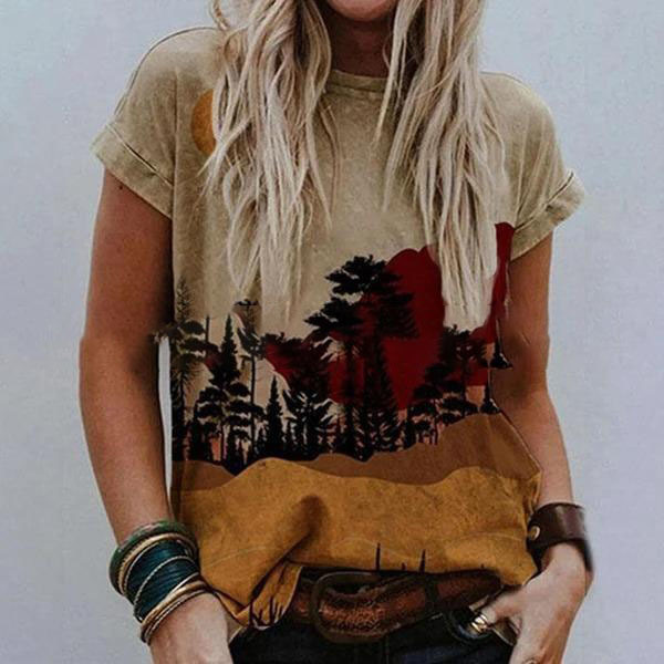 Casual Women T Shirt Summer Vintage Heart Print Short Sleeve Tee Tops Fashion Loose Flower Print Female Pullover Tops 220527