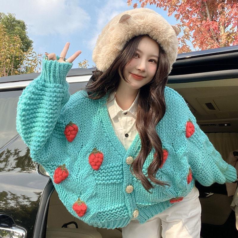 Women's Sweaters Autumn Sweet Loose Woman Three-dimensional Crochet Knitted Cardigan Casual Soft Long Sleeve Strawberry JumpersWomen's Kenn2, Red cherry
Women's Sweaters Autumn Sweet Loose Woman Three-dimensional Crochet Knitted Cardigan Casual Soft Long Sleeve Strawberry JumpersWomen's Kenn2, Red cherry
