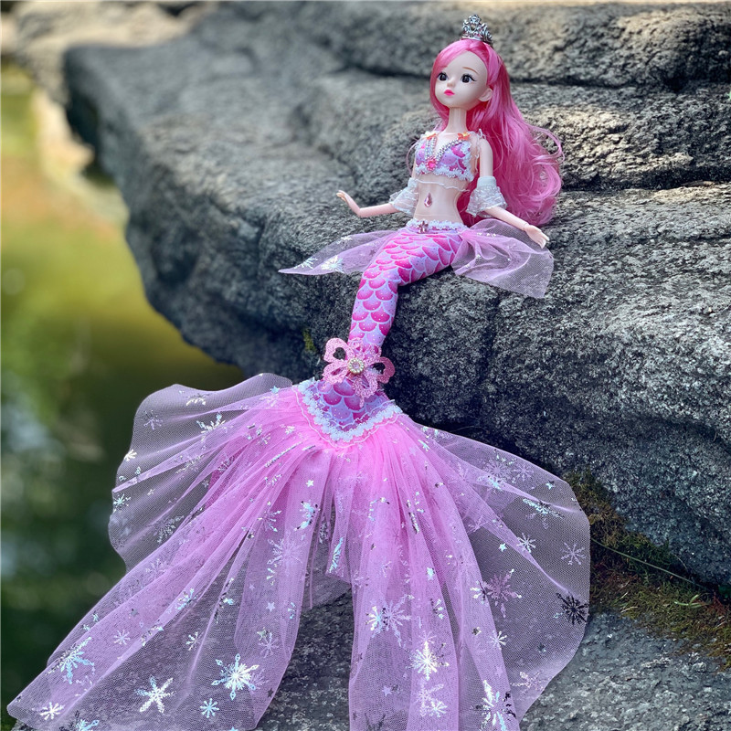 Dolls Fashion 30 Cm Bjd 13 Joint Movable 1/6 Wedding Mermaid 3D Eye Clothes Detachable Dress-up Toy Girl Birthday Gift 220826