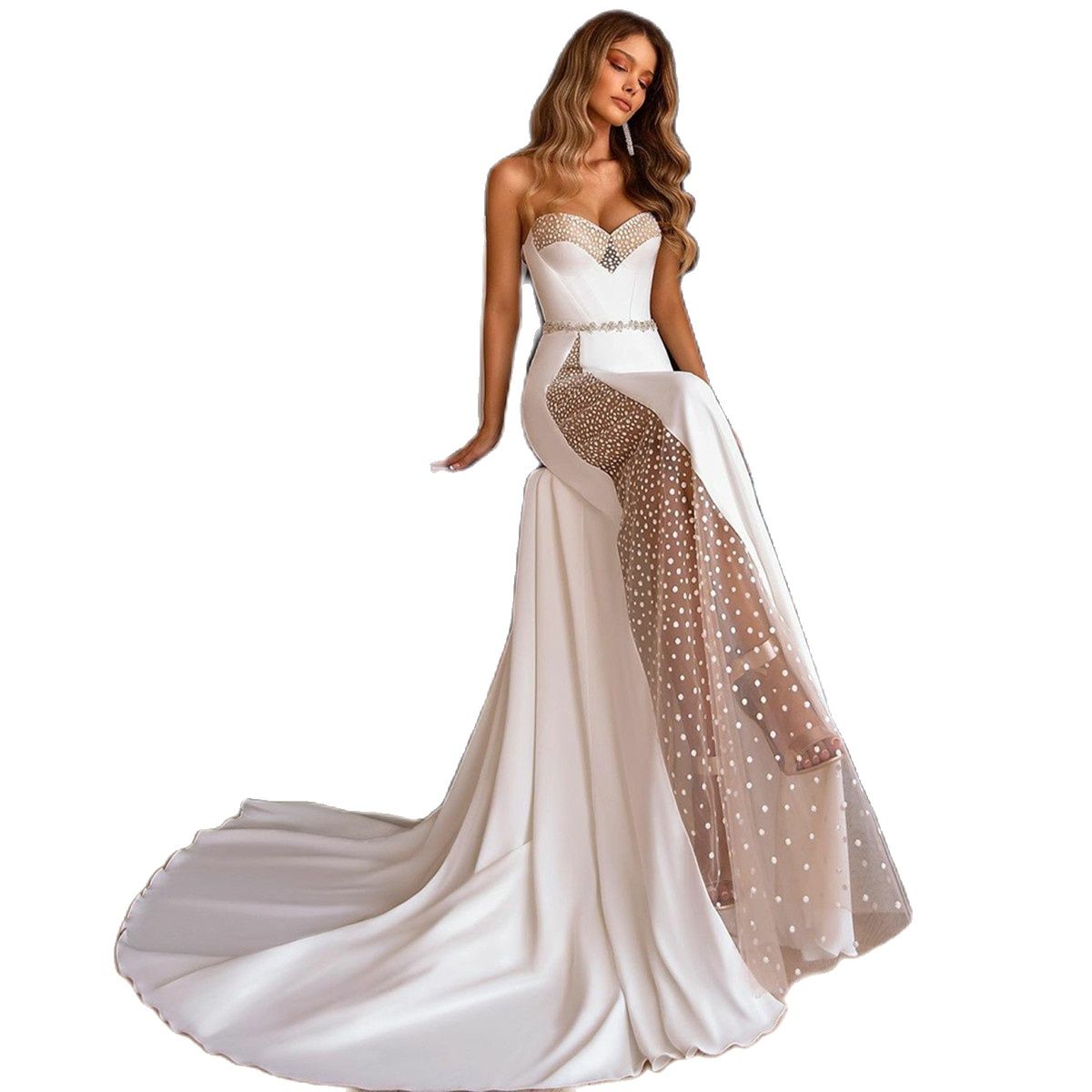 Simple Mermaid Wedding Dresses Strapless Sweetheart Satin Bridal Gowns Lace Dress Vestido De Novia