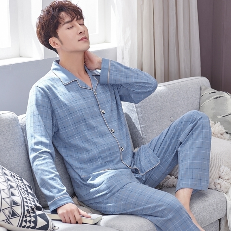 100% Cotton Pajams Men Spring Long Sleeves ButtonDown Pijamas Set 2Pieces Mens Pure Cotton Plaid Nightwear PJs Set Blue Pyjama Y200422, Light blue
100% Cotton Pajams Men Spring Long Sleeves ButtonDown Pijamas Set 2Pieces Mens Pure Cotton Plaid Nightwear PJs Set Blue Pyjama Y200422, Light blue