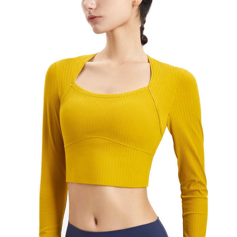 22s LuLus New Sports Tops Women Running Fitness Yoga Gym Clothes Short Open Navel Loose Breathable Running Fast Drying Long Sleeved T-shirt, I need see other product