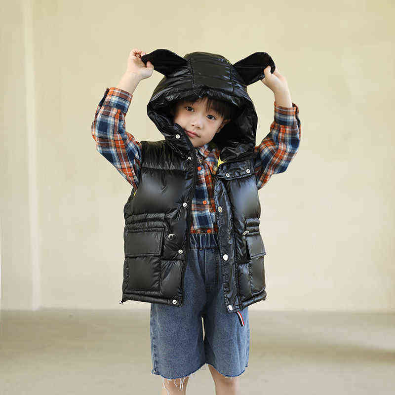 Children Winter Hooded Vest Kids Waterproof Warm Body Warmer Toddler Boys Vest Baby Girl Thicker Jacket Sleeveless Tops J220718