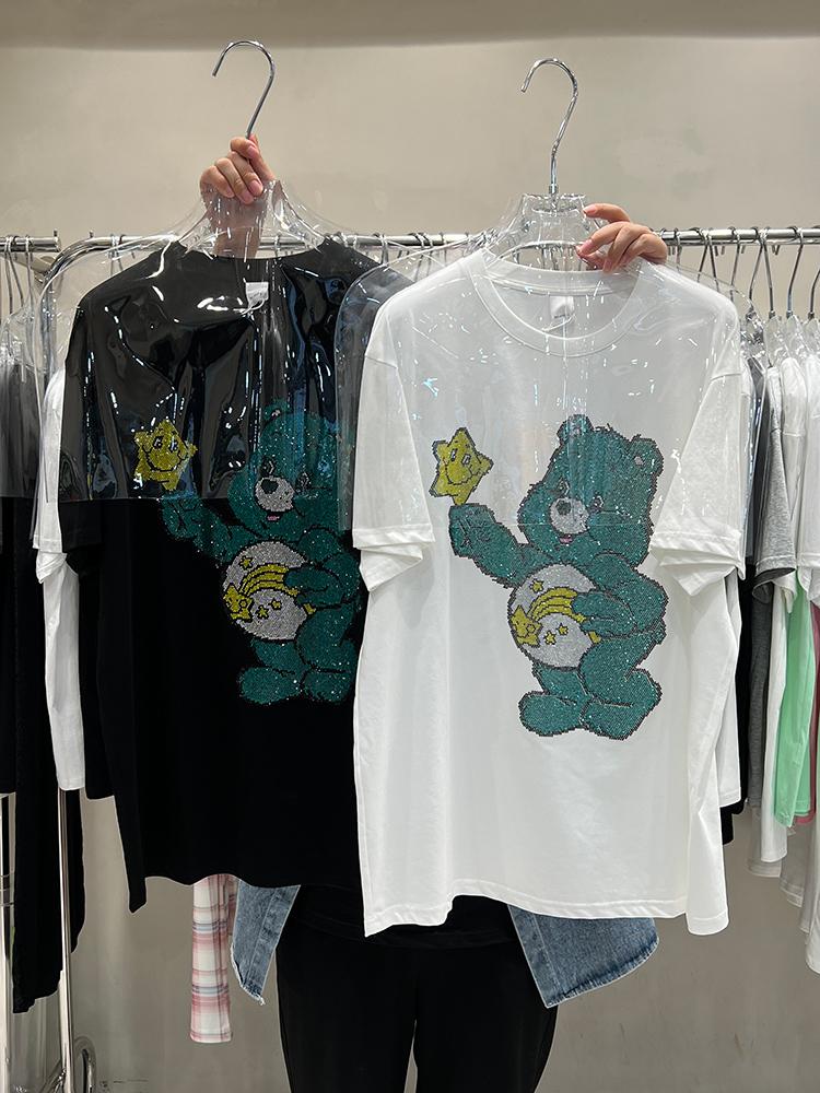 Women's T-Shirt Summer Women Oversized Tees Cartoon Bear Drilling Trendy Streetwear Top O-neck Short Sleeve White Cotton T-shirtWomen's
Women's T-Shirt Summer Women Oversized Tees Cartoon Bear Drilling Trendy Streetwear Top O-neck Short Sleeve White Cotton T-shirtWomen's