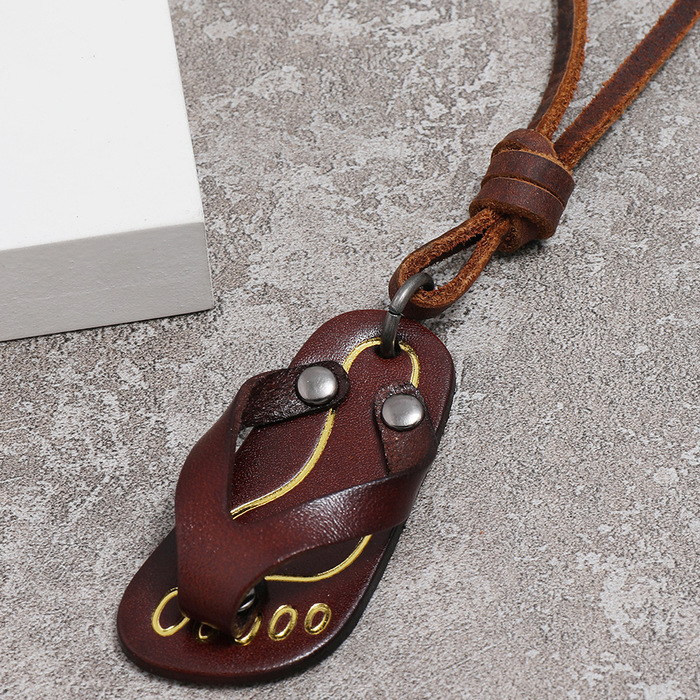 Leather Slipper Pendant Necklace Punk Summer Slipper Necklaces Adjustable Chain for Women Men Gift Punk Fashion Jewelry
Leather Slipper Pendant Necklace Punk Summer Slipper Necklaces Adjustable Chain for Women Men Gift Punk Fashion Jewelry