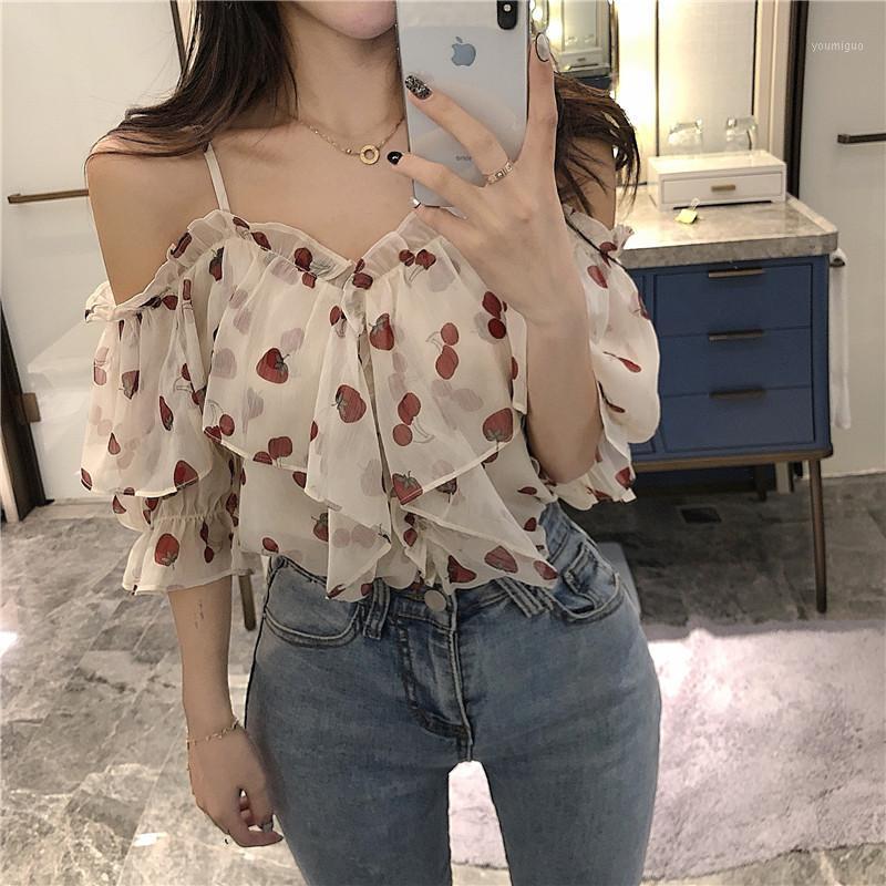 Women's Blouses & Shirts Summer Women Fashion Retro Printed Chiffon Girls Straps Sexy Slash Neck Fairy Blouse Tops Cold Shoulder Bottoming, Multi
Women's Blouses & Shirts Summer Women Fashion Retro Printed Chiffon Girls Straps Sexy Slash Neck Fairy Blouse Tops Cold Shoulder Bottoming, Multi
