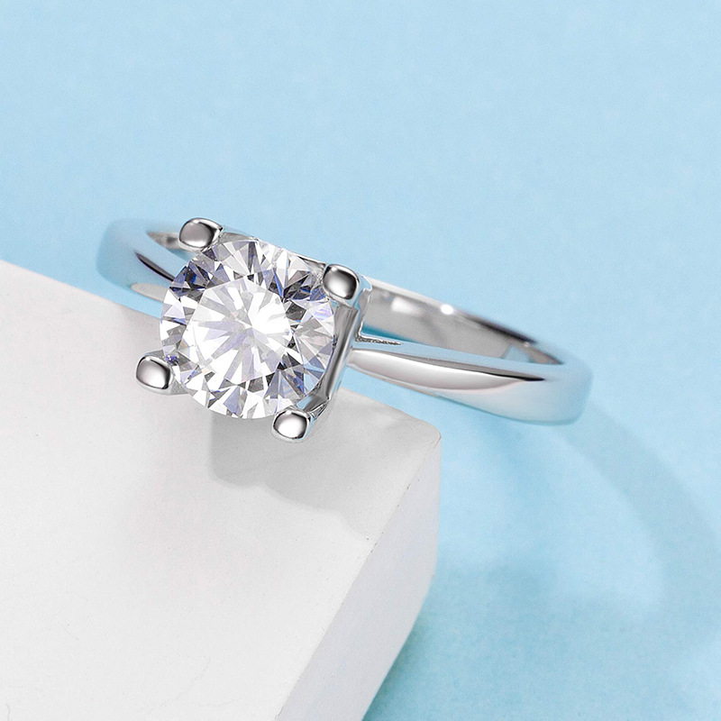 925 silver ring HW character Engagement Anniversary Ring 1ct round excellent cut Proposal 220708