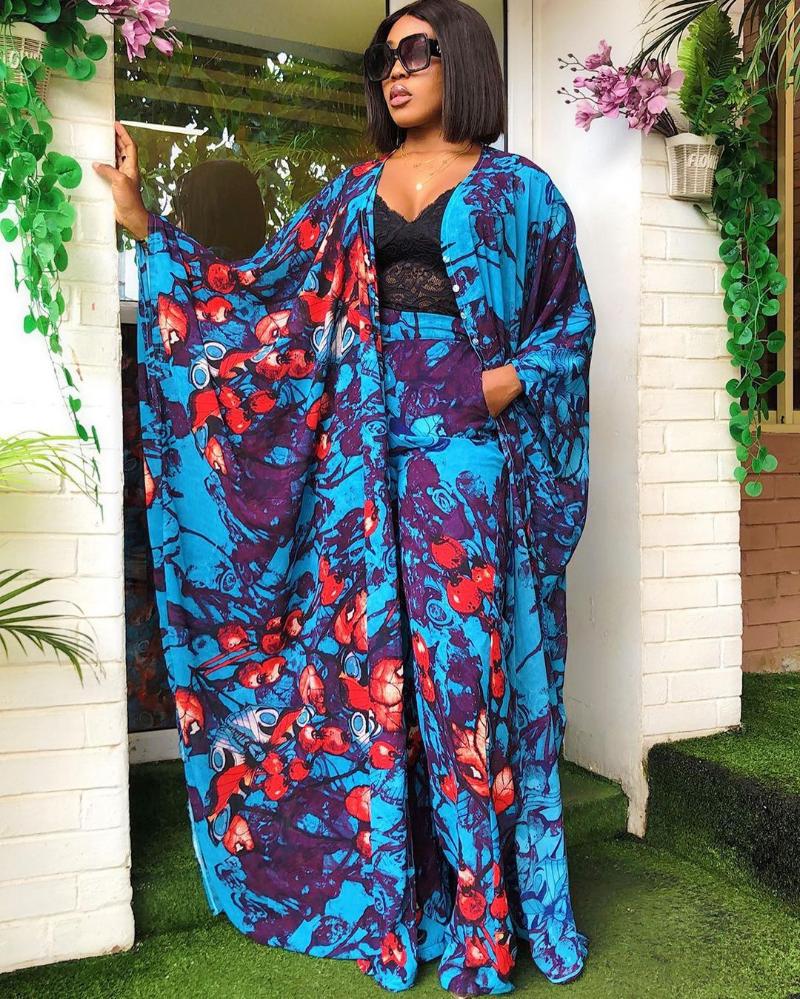 Ethnic Clothing Ethnic Clothing Style African Womens Dashiki Abaya Fashion Chiffon Fabrics Print Long Dress Free Size Trousers Two Piece SetEthnic