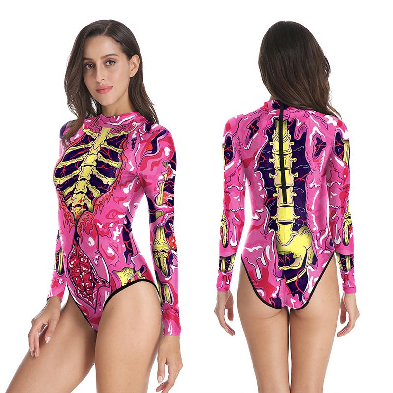 Women's Swimwear 2022 Halloween Painted Pink Skull 3D Digital Printing Long-sleeved Ladies Swimsuit One-piece, Yyxl40-1a
Women's Swimwear 2022 Halloween Painted Pink Skull 3D Digital Printing Long-sleeved Ladies Swimsuit One-piece, Yyxl40-1a