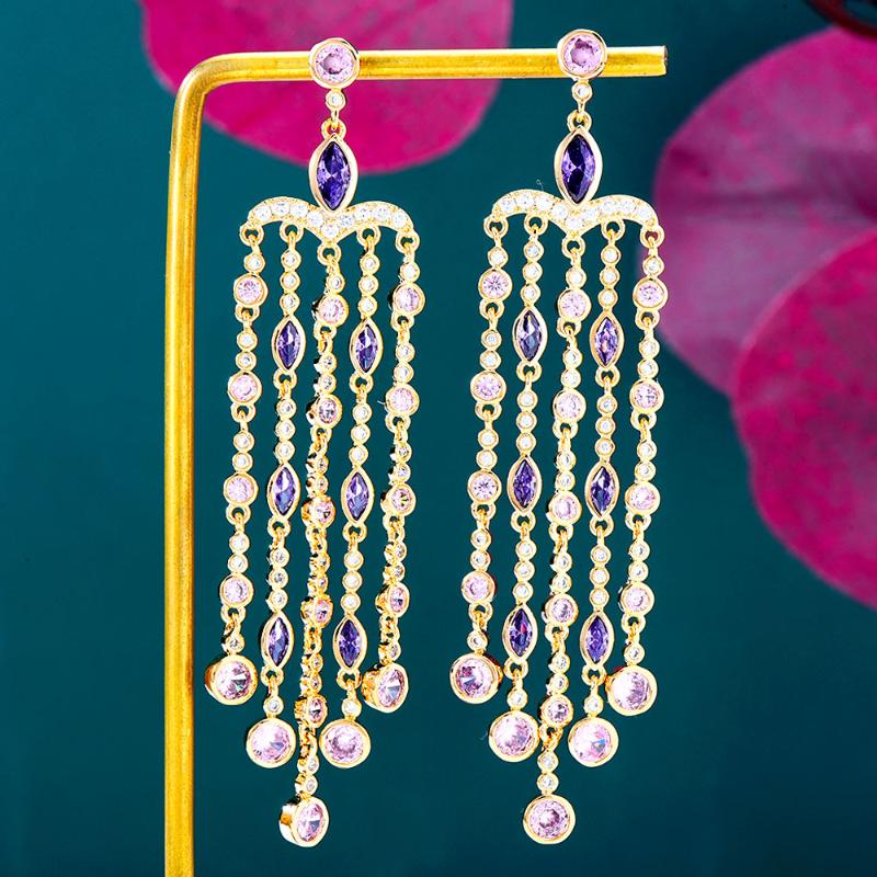 Dangle & Chandelier Elegant Red Carpet Waterdrop Tassels Earrings For Women Wedding Cubic Zircon Dubai Bridal Earring Boucle D'oreille 2
Dangle & Chandelier Elegant Red Carpet Waterdrop Tassels Earrings For Women Wedding Cubic Zircon Dubai Bridal Earring Boucle D'oreille 2