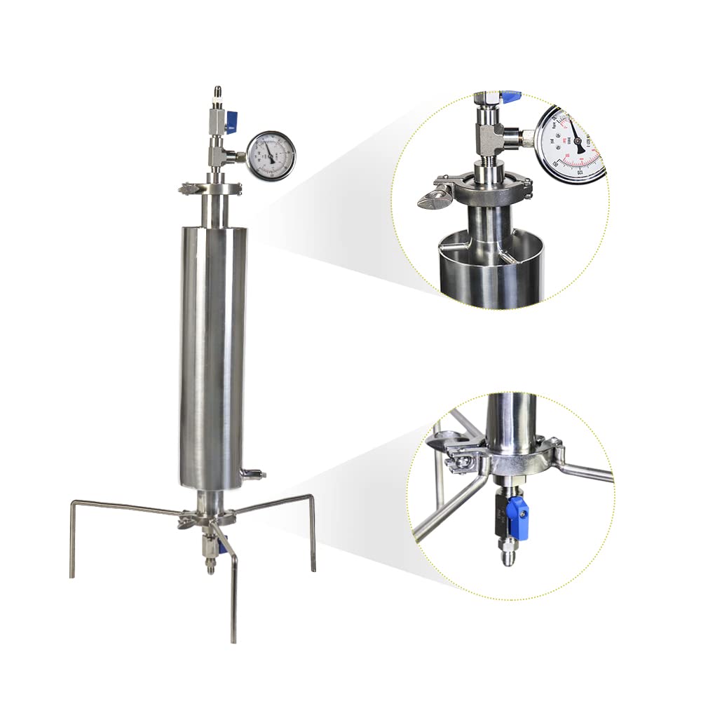 ZZKD 1.5" 18" Sanitary SS304 Lab Supplies Jacketed Closed Loop Extractor Vacuum Chamber/Tube 90g BHO