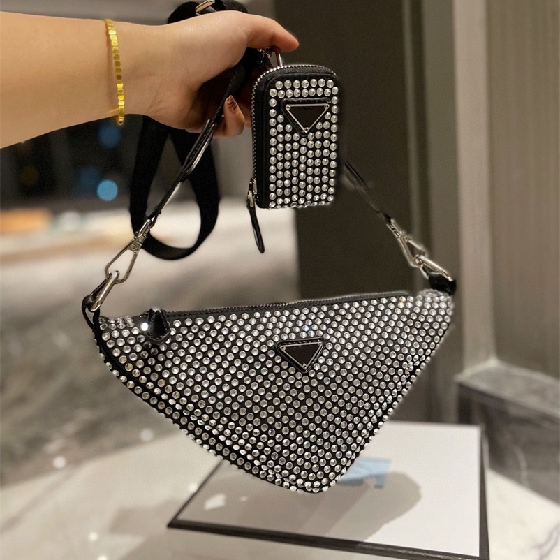 Two in one full diamond triangle bag Single Shoulder Messenger Bag Oxford canvas handbag girl, White
Two in one full diamond triangle bag Single Shoulder Messenger Bag Oxford canvas handbag girl, White
