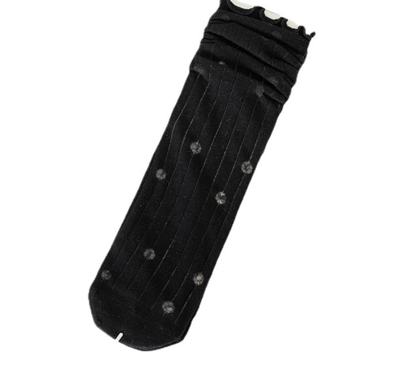 Lolita Ruffle High Ankle Socks Bubble Chunky Slouch JK Uniform Scrunch Stockings Mid-Tube Japanese Anime Cosplay Wearing Black White Women's Unde