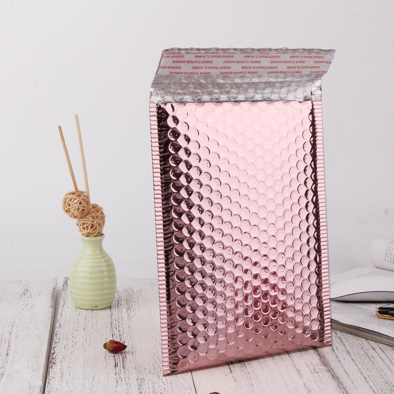 Laser Rose Gold Packaging Shipping Bubble Mailer Gold Foil Plastic Padded Envelopes Gift Bag Mailing Envelope Bag 15x20cm